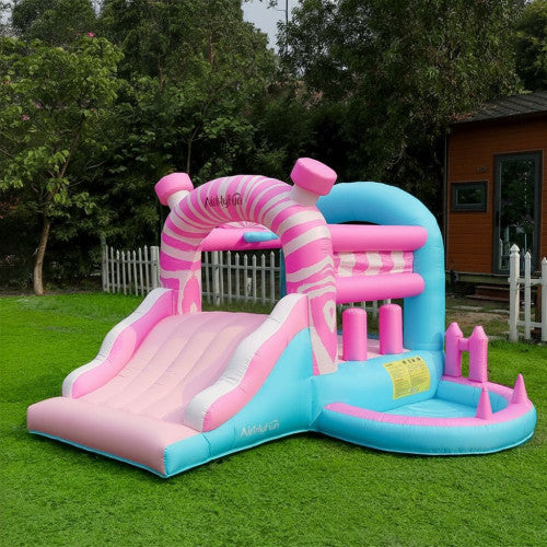 Φουσκωτό Τραμπολίνο Candy Castle με Τσουλήθρα, Χώρο Αναπήδησης & Παιχνίδια Εμποδίων 306×295×193 cm — χονδρική B2B Wholesale Trade