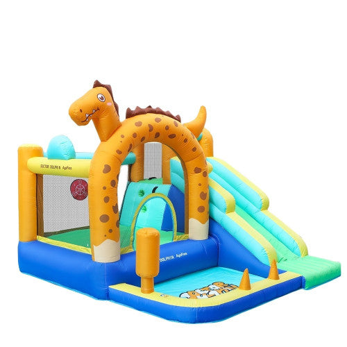 Φουσκωτό Τραμπολίνο Dino Jump 7 σε 1 με Τσουλήθρα, Αναρρίχηση & Παιχνίδια Στόχου 313×296×230 cm — χονδρική B2B Wholesale Trade
