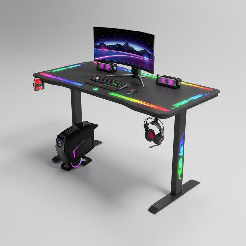Γραφείο Gaming με φωτισμό RGB, γυάλινη επιφάνεια, μεταλλικό σκελετό Μαύρο 120x60x74cm P206 — χονδρική B2B Wholesale Trade