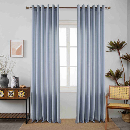 Velour Satin Κουρτίνα Ανοιχτό Μπλε 80% Σκίασης Με Κρίκο Υ270xΦ280cm A6341-15 — 1