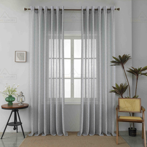 Κουρτίνα Ημιδιάφανη Λινή Γκρι Με Κρίκο 270x290cm A6023-11 — 1