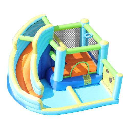Φουσκωτό Τραμπολίνο Jump & Slide με Τσουλήθρα, Μπασκέτα, Αναρρίχηση & Τέρμα Στόχου 360×340×218 cm — χονδρική B2B Wholesale Trade