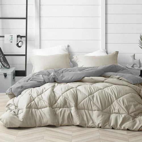 Υπέρδιπλο Πάπλωμα με Δώρο σετ σεντόνια Microfiber Μπεζ με γκρι Homeone 220X240cm PHO-118 — χονδρική B2B Wholesale Trade