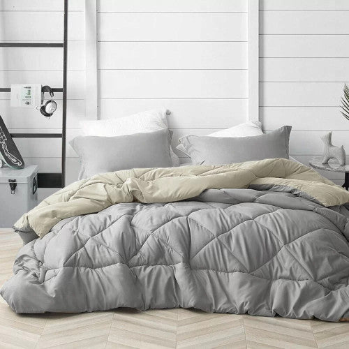 Υπέρδιπλο Πάπλωμα με Δώρο σετ σεντόνια Microfiber Γκρι με μπεζ Homeone 220X240cm PHO-117 — χονδρική B2B Wholesale Trade
