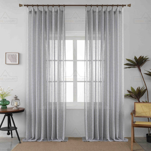 Κουρτίνα Ημιδιάφανη Λινή Γκρι Με Τρέσα 270x300cm 6023-43 — χονδρική B2B Wholesale Trade